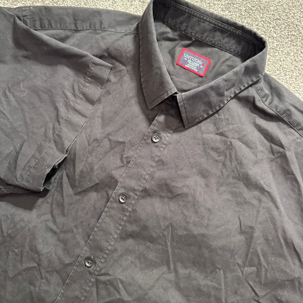 UNTUCKit Shirt Mens XXL Black 100% Cotton Relaxed Fit Short Sleeve Minimalist